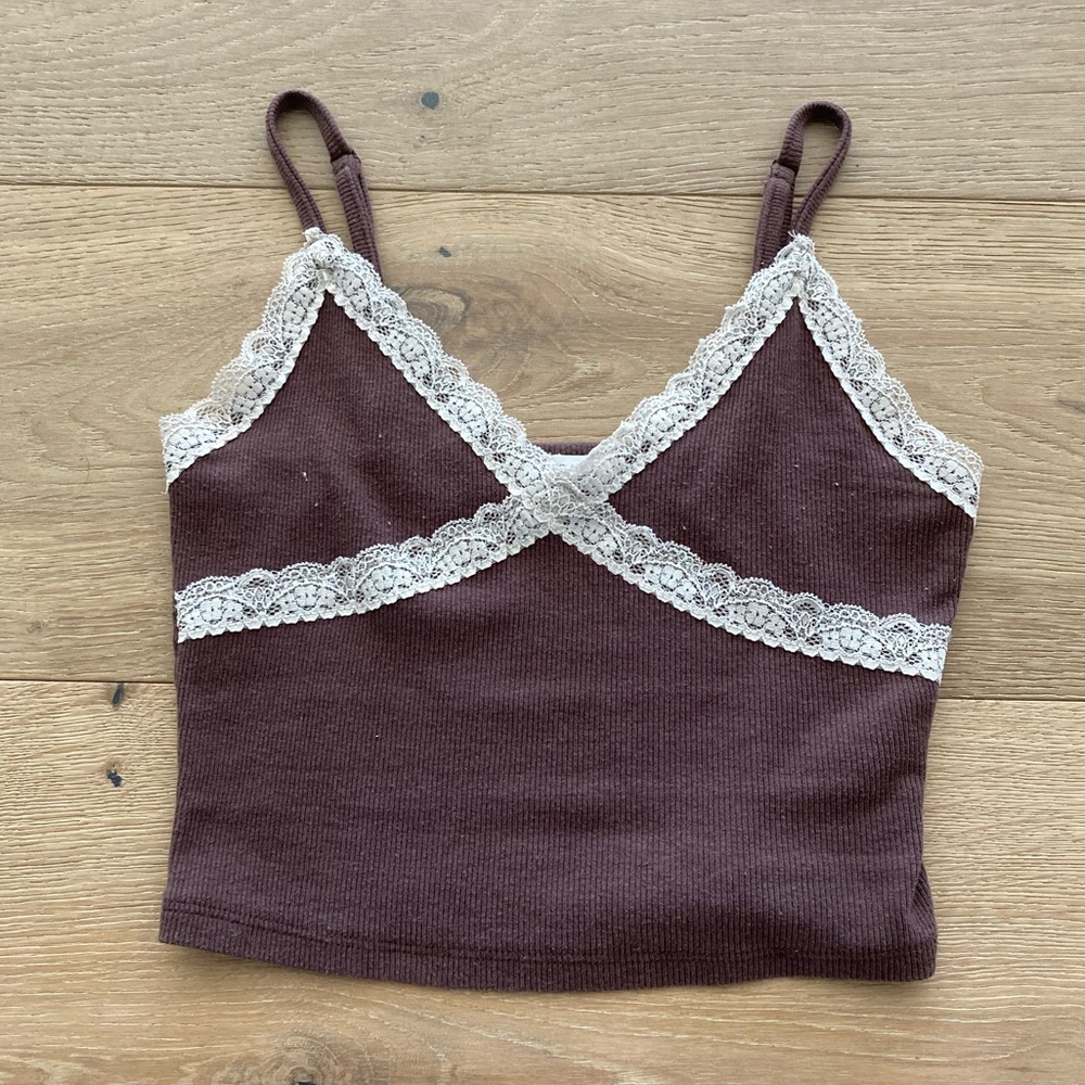 Brown lace tank top